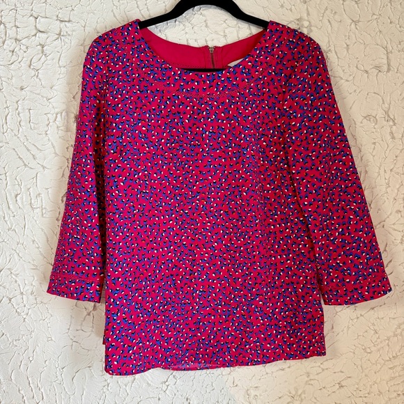 crew clothing company Tops - Vibrant Pink and Blue Patterned Women's Blouse